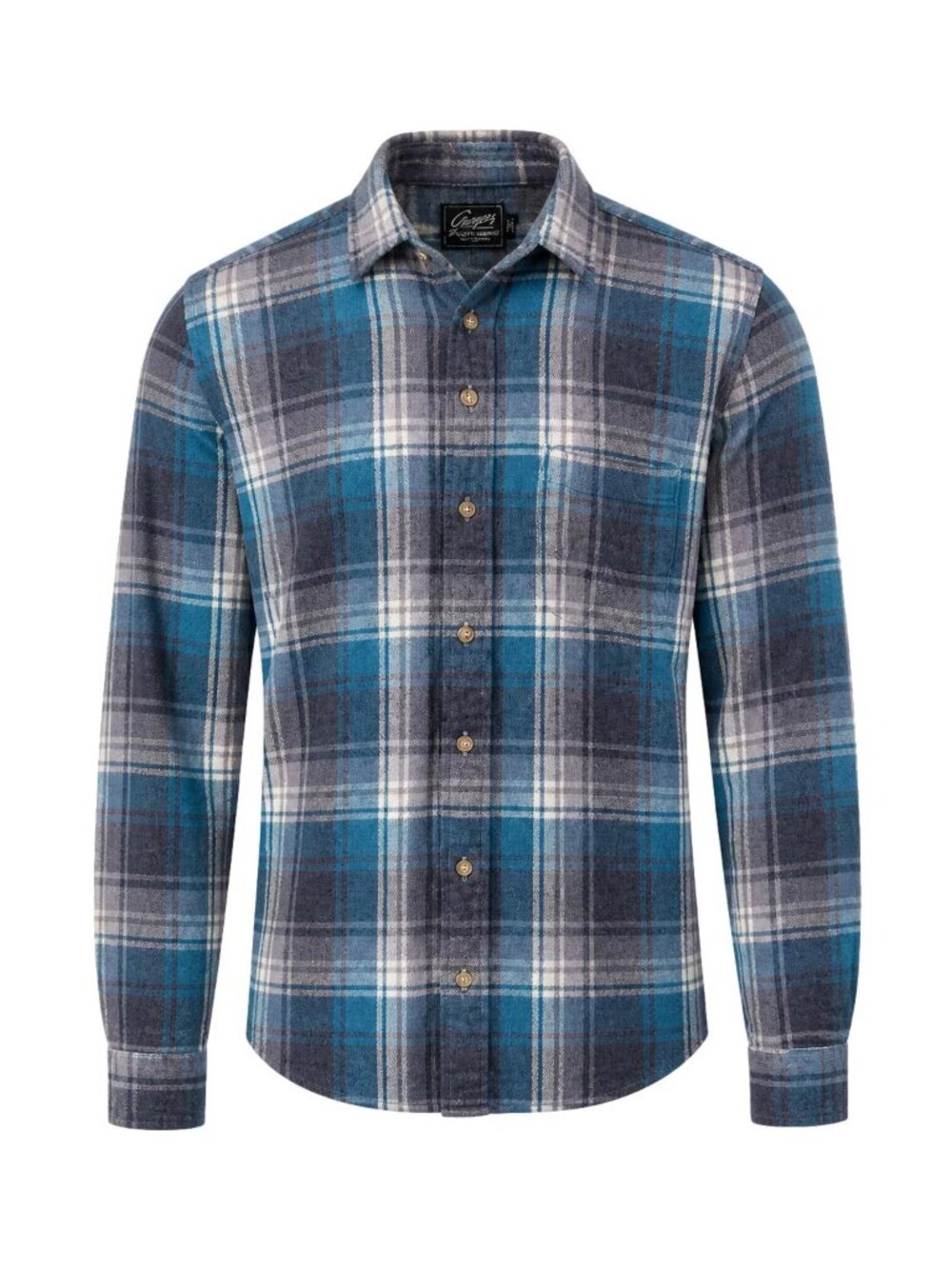 Grayers Jaspe Grunge Kurt Cobain Flannel Shirt Men's XL Blue Gray Plaid 90s
